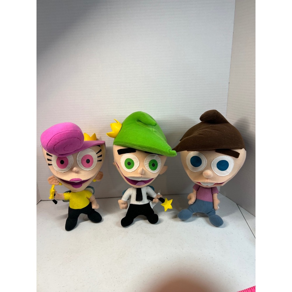 Vintage 2004 Nanco Fairly OddParents Plush Set Timmy Cosmo Wanda Nickelodeon